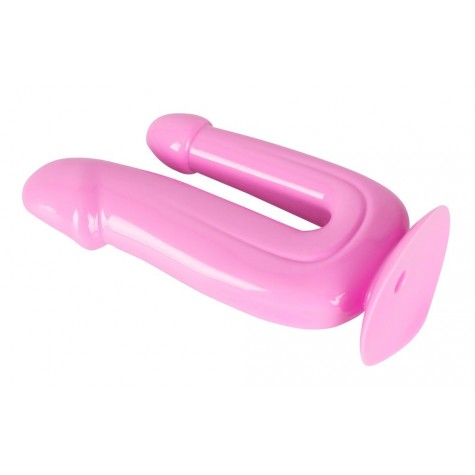 Розовый анально-вагинальный фаллоимитатор - 17,5 см.