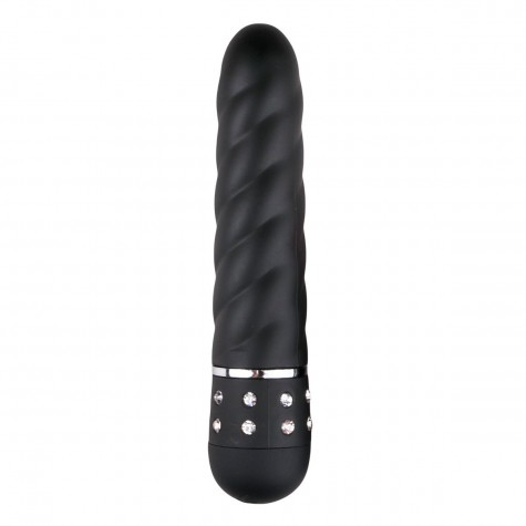 Черный мини-вибратор Diamond Twisted Vibrator - 11,4 см.