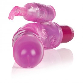 Розовый гнущийся вибромассажер Bendies Bubbly - 24 см.